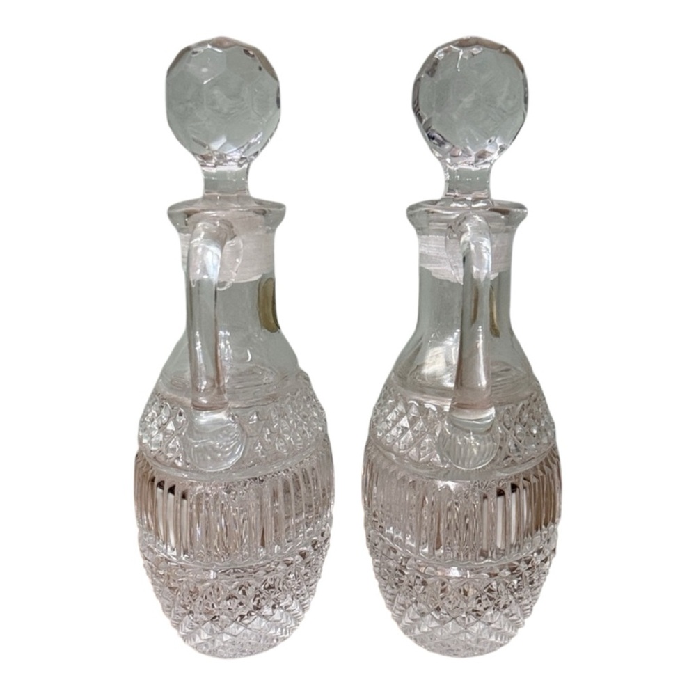 Set of 2 Vintage Italy Royal Crystal Rock 24% Lead Crystal Glass Cruet Set - Picture 3 of 11
